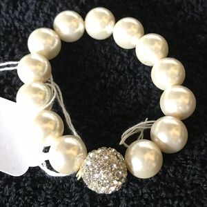 New! Boho Bracelet Stretch Ivory Pearl Artisan
